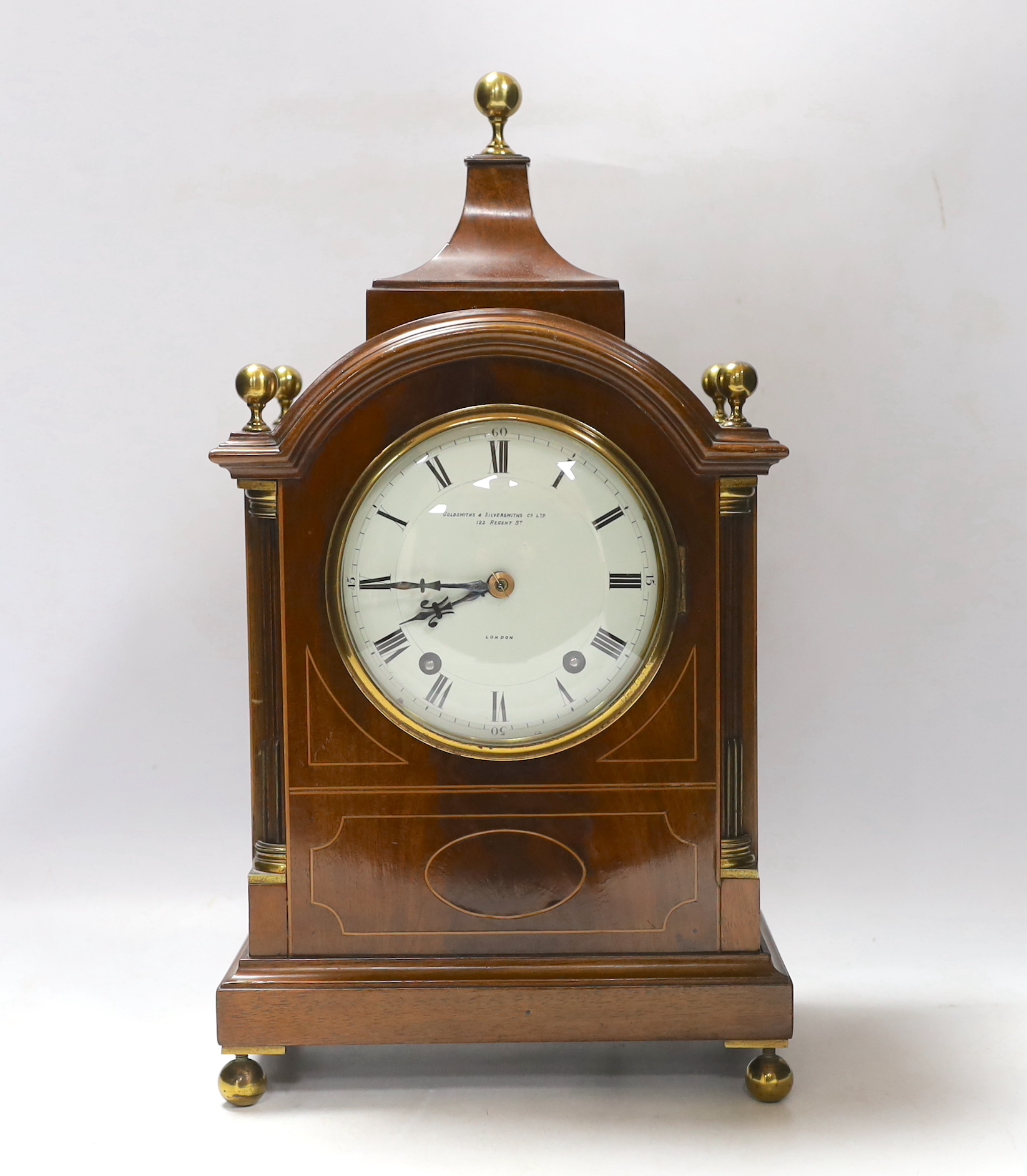 An Edwardian Regency design bracket clock, 42cm high